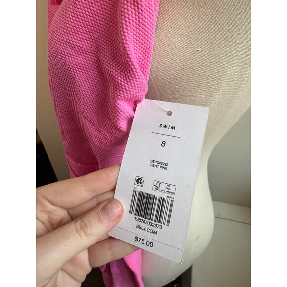 Crown & Ivy Pink Pique Swim Dress Swimsuit One Piece NWT size 8 - Picture 3 of 6